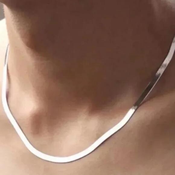 Jewelry - NEW “20” 925 STERLING SILVER SNAKE FLATE NECKLACE, NICE NECKLACE, CUTE NECKLACE